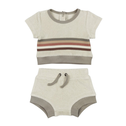 L’ovedbaby Organic Terry Cloth Tee & Shortie Set - Neutrals