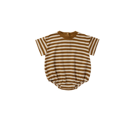 Relaxed Bubble Romper - Saddle Stripe
