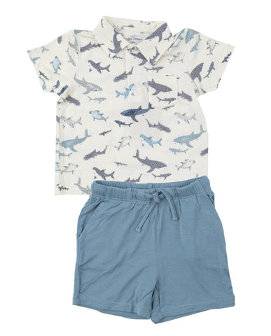 Angel Dear Polo Shirt & Short Set - Sharks