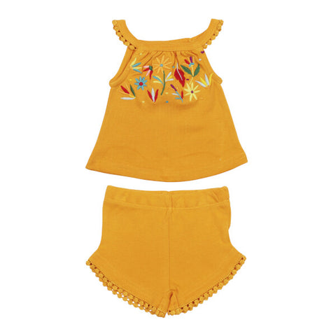 L’ovedbaby Embroidered Tank and Tap Short Set - Tangerine Floral
