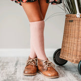 Cable Knit Knee High Socks - Blush