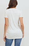 Jersey Round Neck Short Sleeve Maternity Top - White