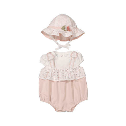 Mayoral Baby Bubble Overall w/Hat - Pale Pink
