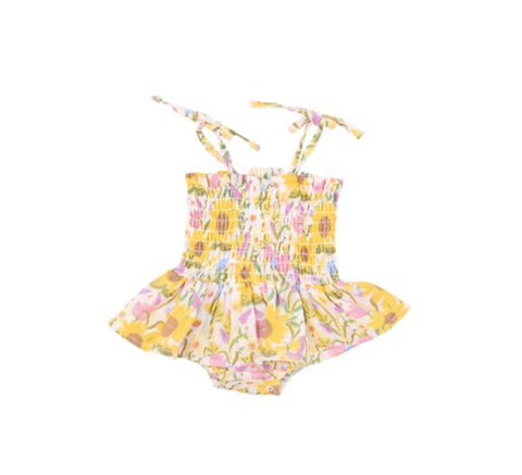 Angel Dear Smocked Bubble w/Skirt - Sunflower Dream Floral