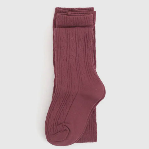 Cable Knit Tights - Mulberry