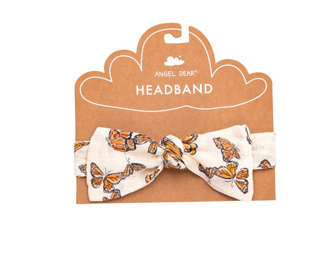 Muslin Headband - Painted Monarch Butterflies