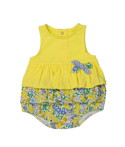 Mayoral Baby Bubble Romper - Yellow/Floral