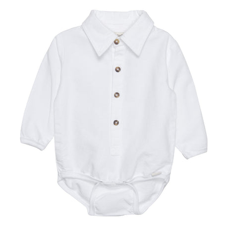 Minymo Long Sleeve Button Bodysuit - White