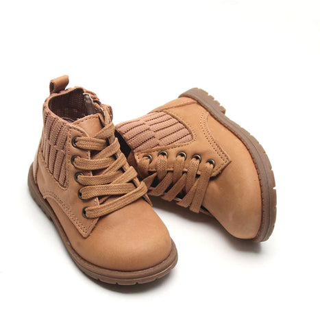 Consciously Baby Leather Combat Boot - Sand