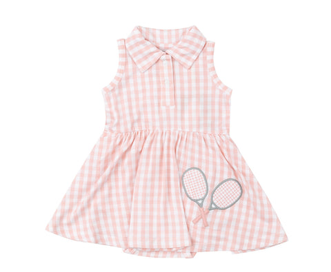 Tennis Dress Bodysuit - Mini Pink Gingham