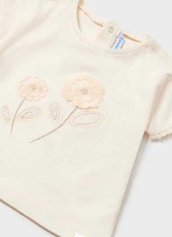Girl Embroidered Tee - Chickpea