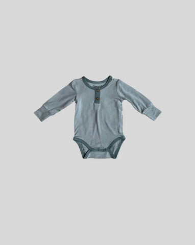 BabySprouts Longsleeve Henley Bodysuit - Baby Blue