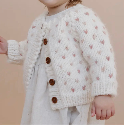 The Blueberry Hill Sawyer Cardigan - Rose Hearts