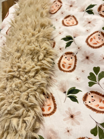 Faux Fur Blanket - Hedgehog Floral