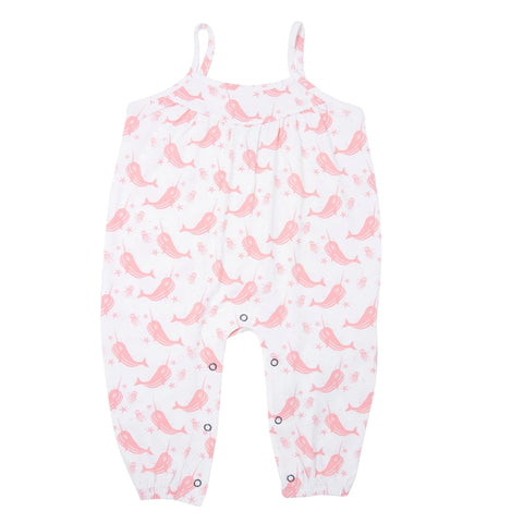 Bamboo Tank Pant Romper - Narwhal Pink