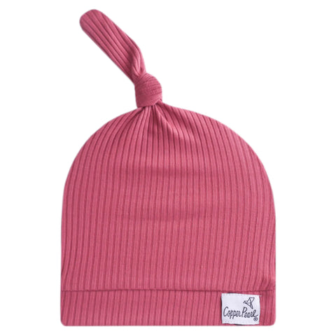 Ribbed Top Knot Adjustable Hat - Berry