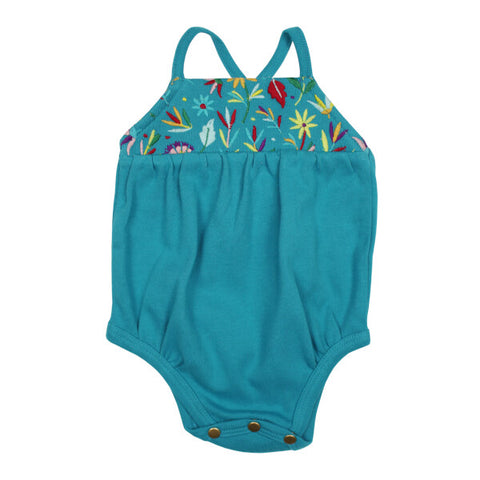 L’ovedbaby Embroidered Criss-Cross Bodysuit - Teal Floral