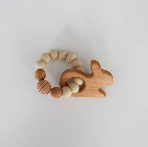 Teething Ring w/ Wooden Bunny