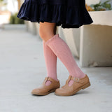 Fancy Lace Top Knee High Socks - Blush