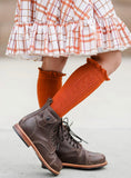 Fancy Lace Top Knee High Socks - Pumpkin Spice