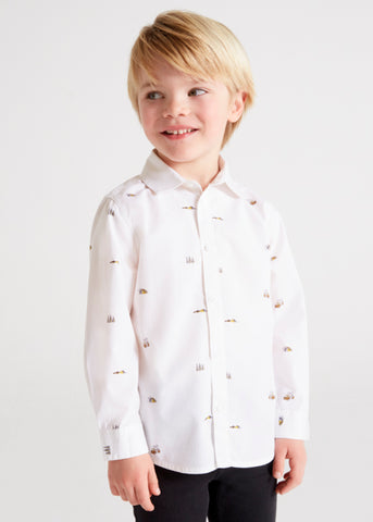 Mayoral Long Sleeved Printed Button Up