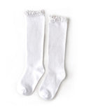 Lace Top Knee High Socks - White