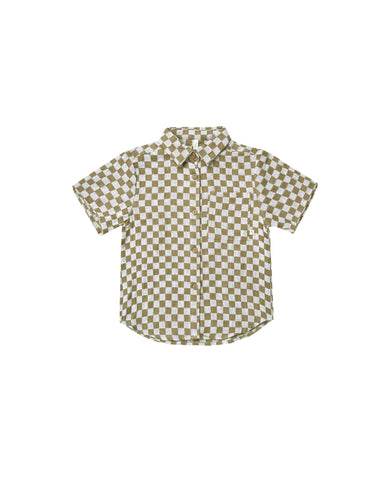 Rylee + Cru Short Sleeve Shirt- Olive Check