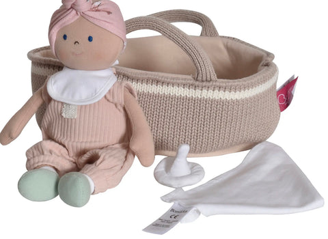 Knitted Carry Cot with Baby
