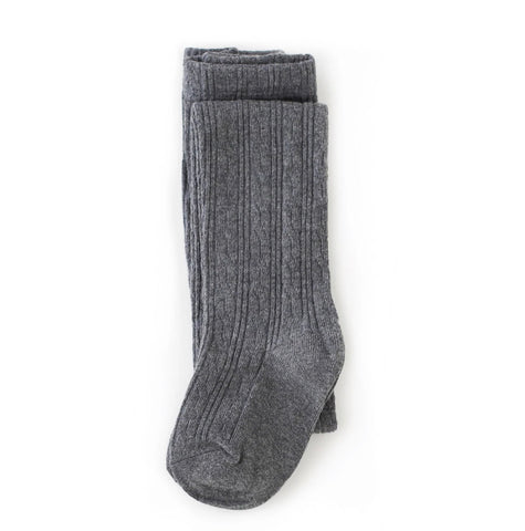 Cable Knit Tights - Charcoal Gray