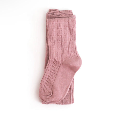 Cable Knit Tights - Dusty Rose