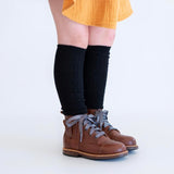 Cable Knit Knee High Socks - Black