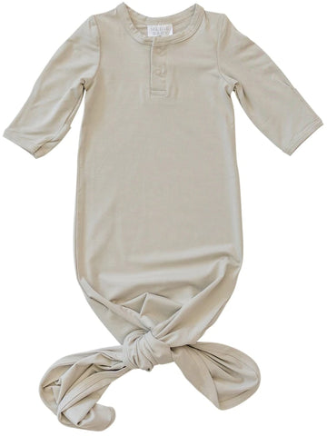 Mebie Baby Bamboo Knotted Gown - Oatmeal
