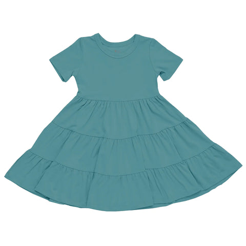 Kyte Baby Short Sleeve Tiered Dress - Cove