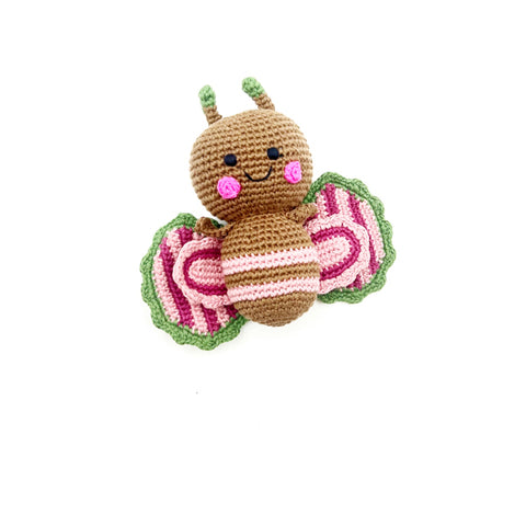 Pebble Knit Rattle - Milk Chocolate Butterfly