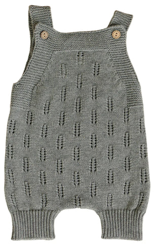 Embellished Short Knit Romper - Grey