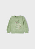 Mayoral Cat Embroidered Sweater- Green