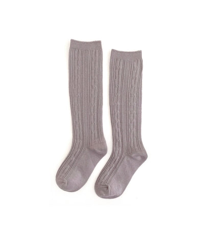 Cable Knit Knee High Socks - Dove