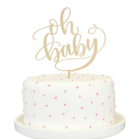 Gold Mirror Cake Topper - Oh Baby
